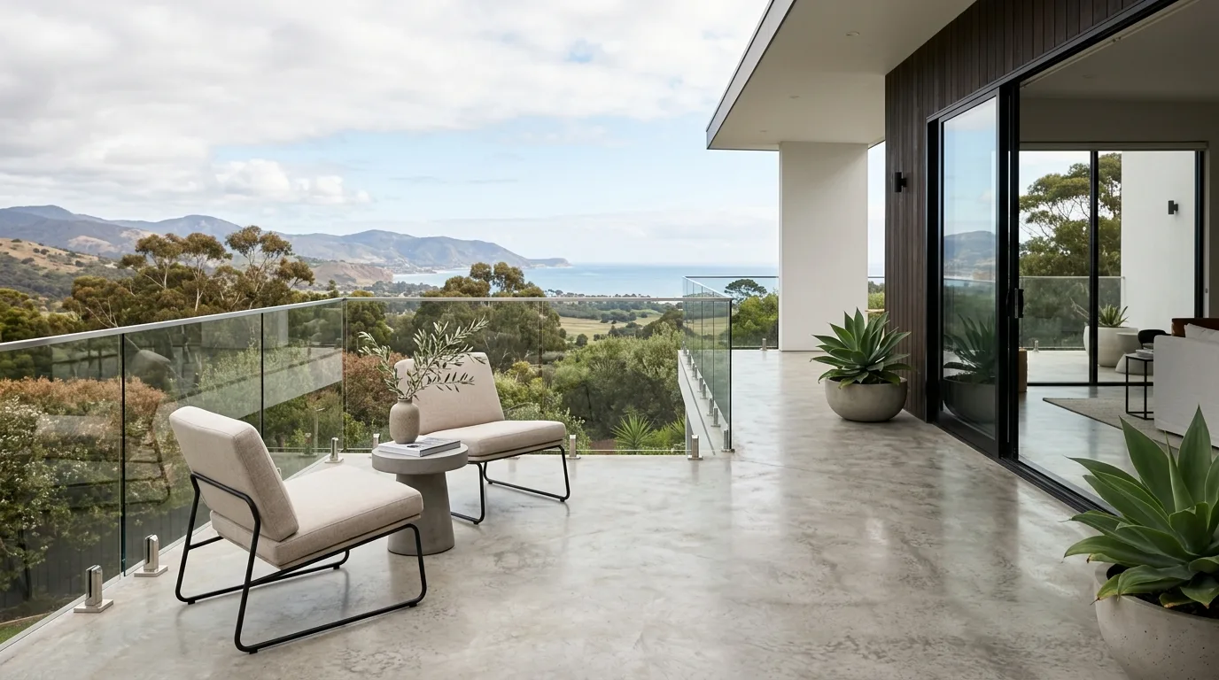 Concrete Patio with Glass Railing